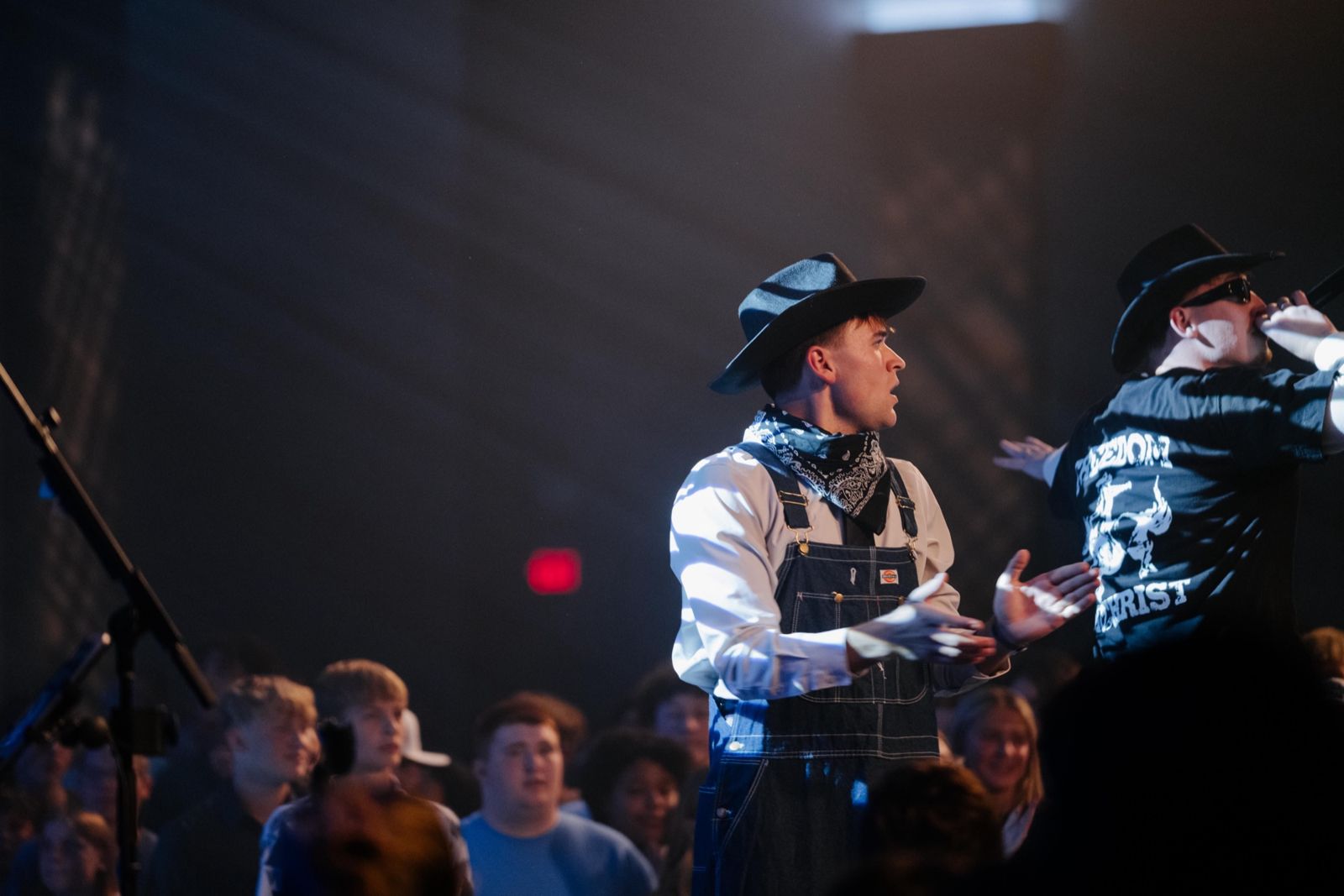 A cowboy skit on the main stage