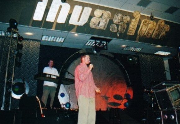 Josh preaching at the first Invasion in 1996